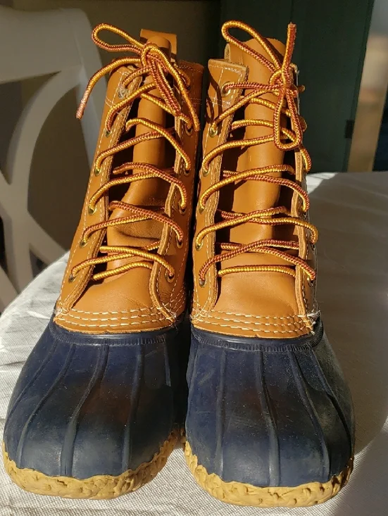 Classic Bean Boots Two-Tone Duck Boots in Tan and Navy - Picture 2 of 6